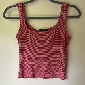 Brandy Melville red and white striped crop top tank